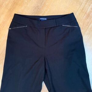 Ann Taylor Dress Pants Zip Pockets Straight Leg Mid Rise Black Sz 4